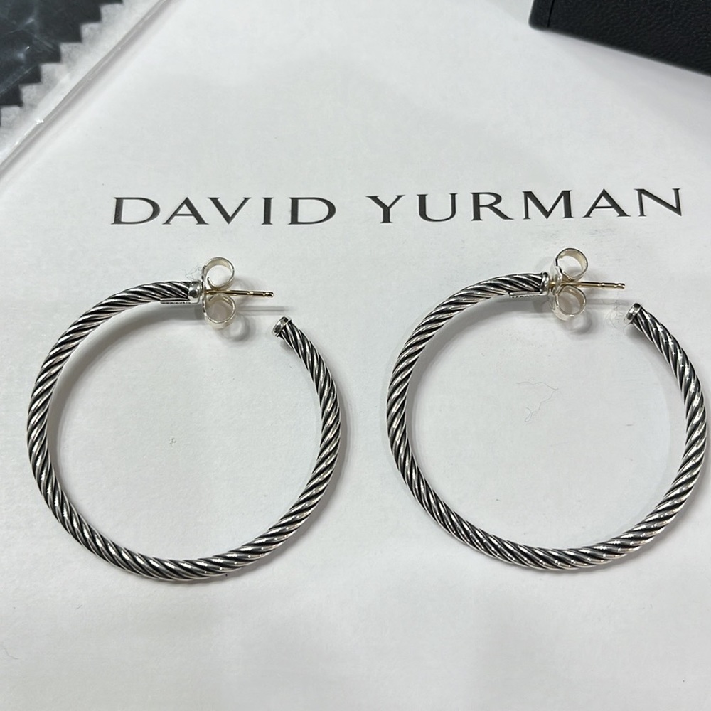 David Yurman 1.5 Cable Hoop Earrings
